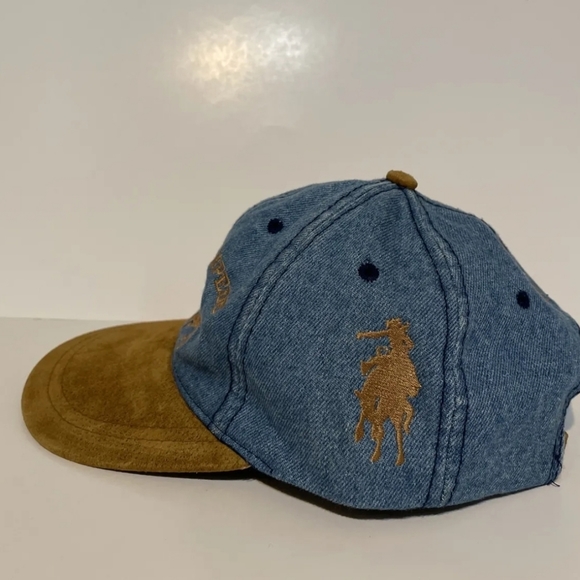 Vintage 90’s Embroidered CALGARY STAMPEDE Rodeo Denim & Suede Adjustable Hat - Picture 3 of 7